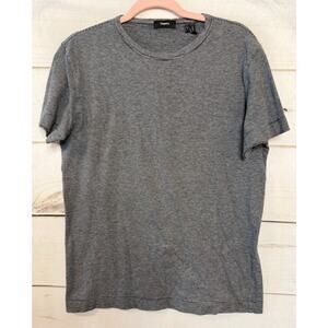 Theory Black Grey Striped T-Shirt L Everyday Wear Cozy Comfy Casual